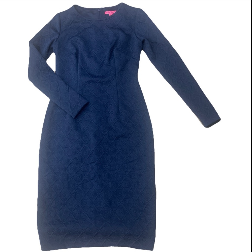 Betsy Johnson quilted fully lined dark navy dress sz 4